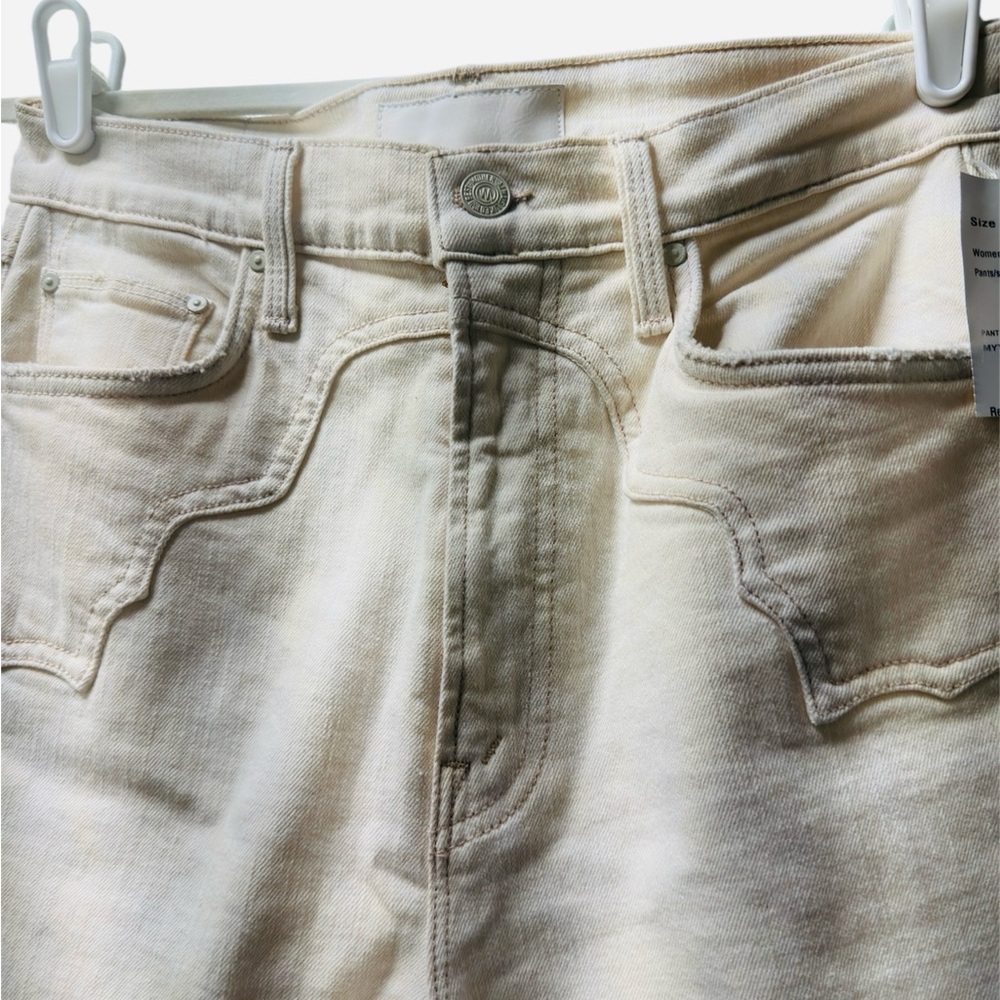 MOTHER Women's Straight Leg Jeans in Cream - Picture 5 of 13